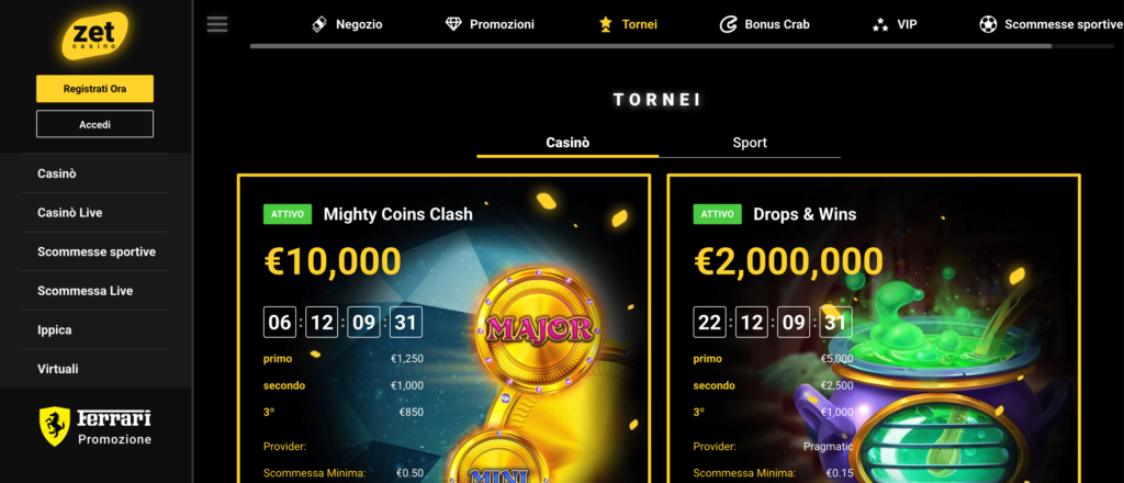 ZetCasino Tornei